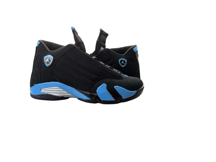[plus-size shoes] Air @j14 Retro Black University Blue Suede Low Top Retro Basketball Sneakers 29458976