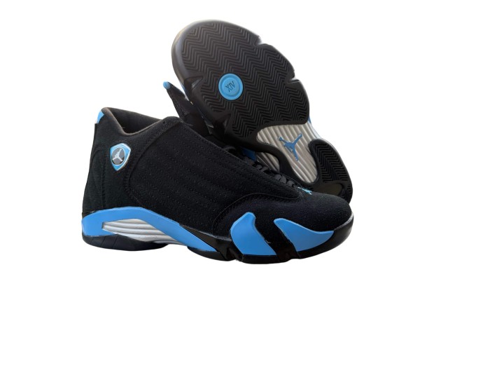 [plus-size shoes] Air @j14 Retro Black University Blue Suede Low Top Retro Basketball Sneakers 29458976