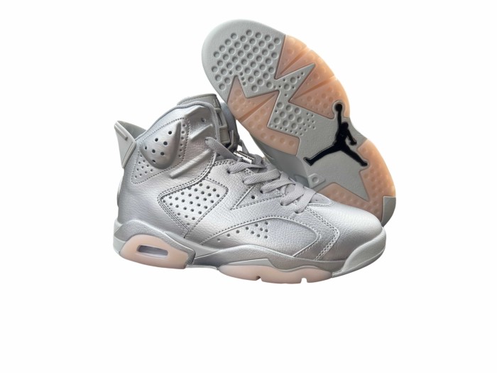 [plus-size shoes] Air @j6 Paris Saint-Germain  Metallic Silver  High Top Retro Basketball Sneakers 29461244