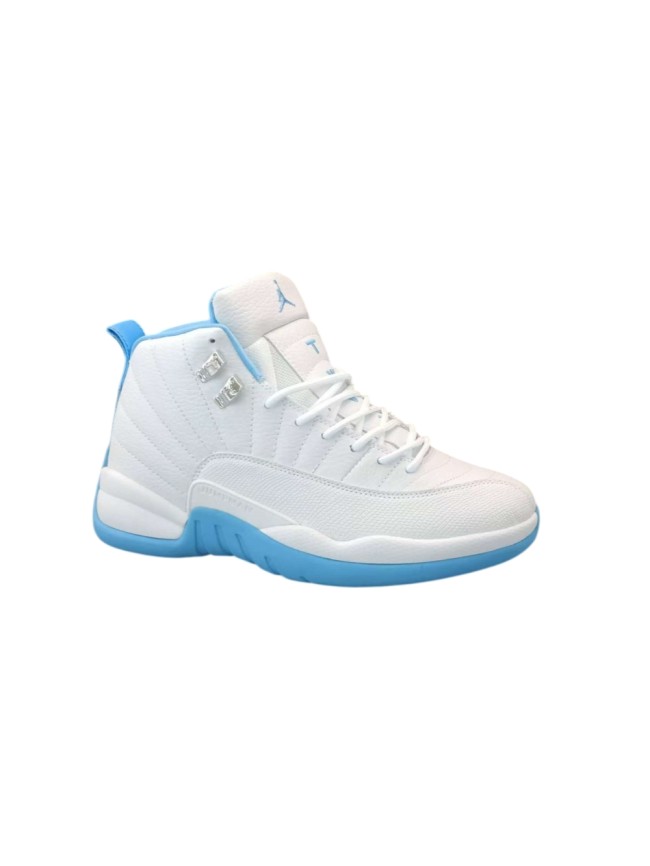 [plus-size shoes] Air @j12 White University Blue Grain Leather High Top Air Cushion Retro Basketball Sneakers 29461433