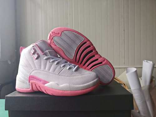 [plus-size shoes] Air @j12 Dynamic Pink Grain Leather High Top Air Cushion Retro Basketball Sneakers 29461446