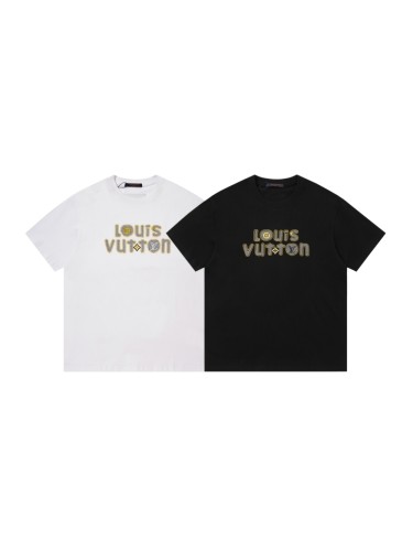 Bubble Letter Embroidery Yellow Dot Stitch Diagonal Stripe Fill Print T-shirt 2 colors 29465206