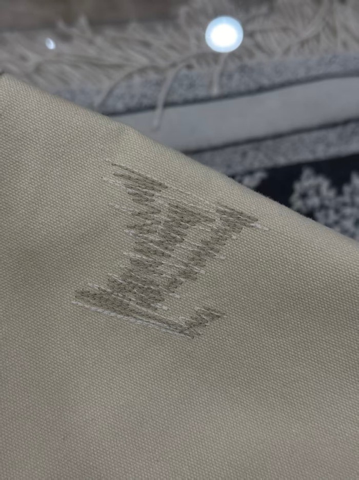 1:1 quality version Washed Khaki Subtle Monogram Tone On Tone Embroidery Straight Wide Leg Jeans 29465315
