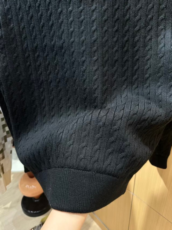 1:1 quality version Two Stripe Cable Knit Down Panel Hybrid Stand Collar Down Jacket 3 colors 29468422