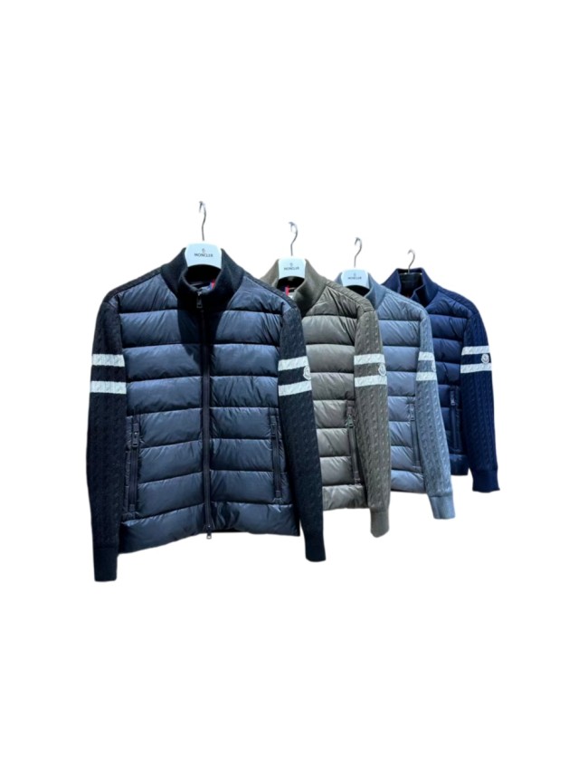 1:1 quality version Two Stripe Cable Knit Down Panel Hybrid Stand Collar Down Jacket 3 colors 29468422