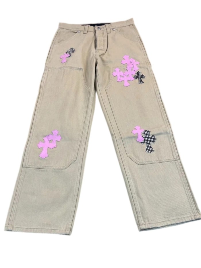 [50% Off]1:1 quality version Pink Checkered Khaki Pants 26947309