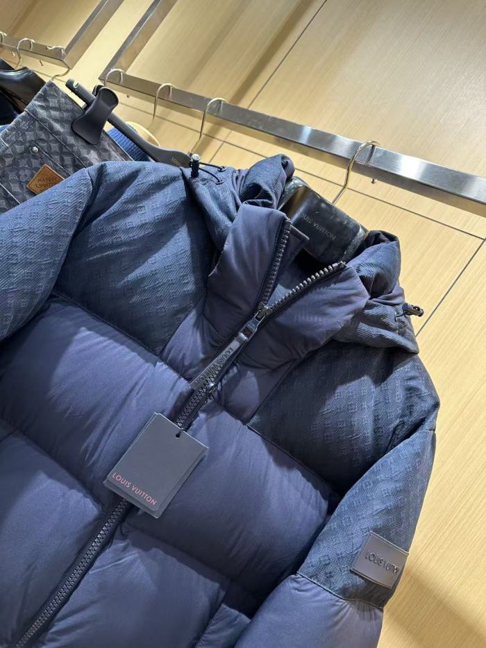 1:1 quality version Hooded Monogram Logo Paneled Casua Zip-Up Down Jacket 3 colors 29481540