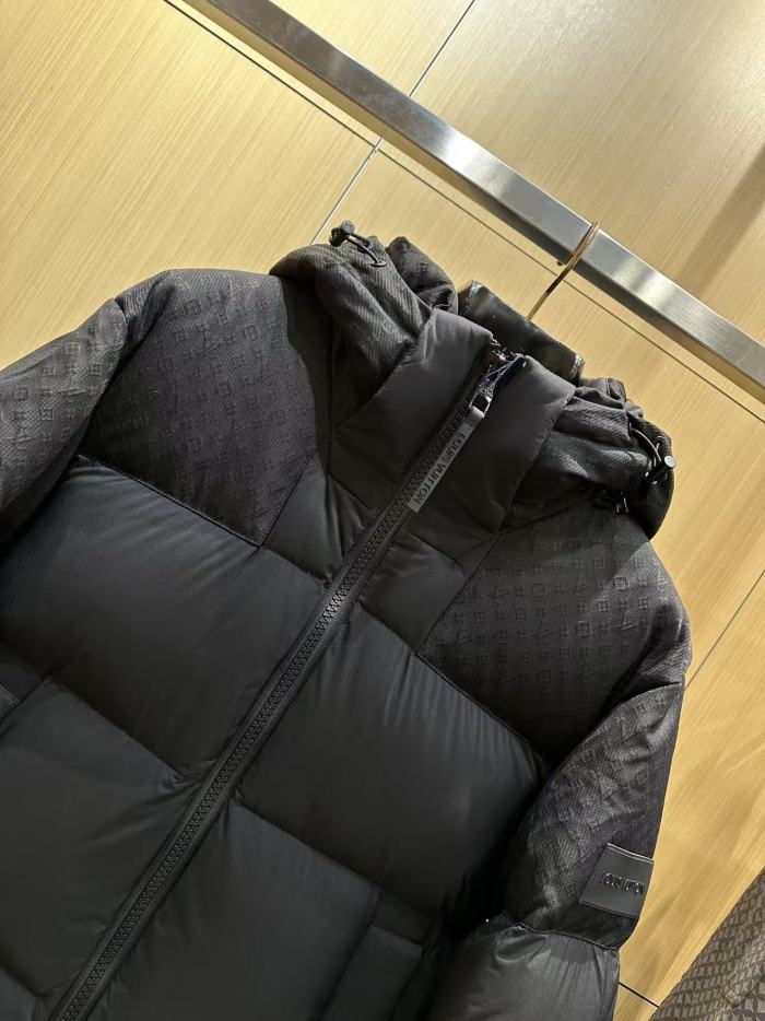 1:1 quality version Hooded Monogram Logo Paneled Casua Zip-Up Down Jacket 3 colors 29481540