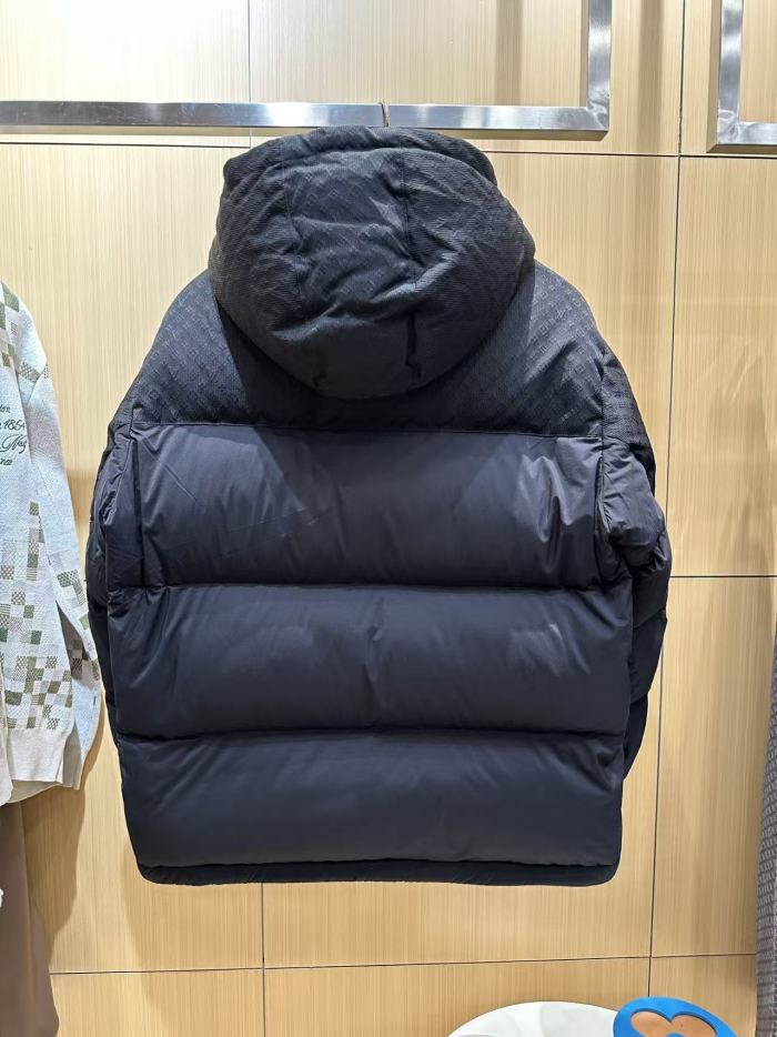 1:1 quality version Hooded Monogram Logo Paneled Casua Zip-Up Down Jacket 3 colors 29481540