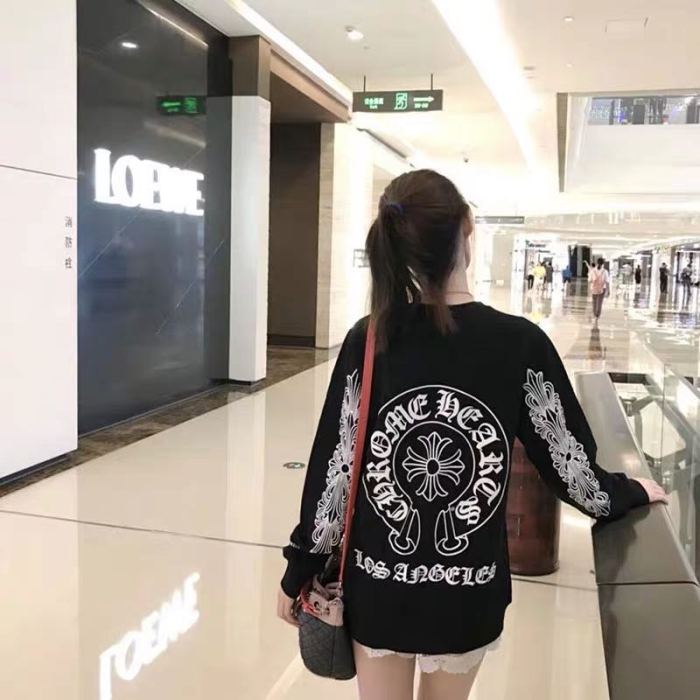[50% Off]Los Angeles Sanskrit Alphabet Horseshoe Cross Print Long Sleeve T-Shirt 2 colors 27157876