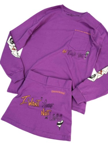 1:1 quality version Graffiti Collection Purple Long Sleeve T-Shirt & skirt set 27451362