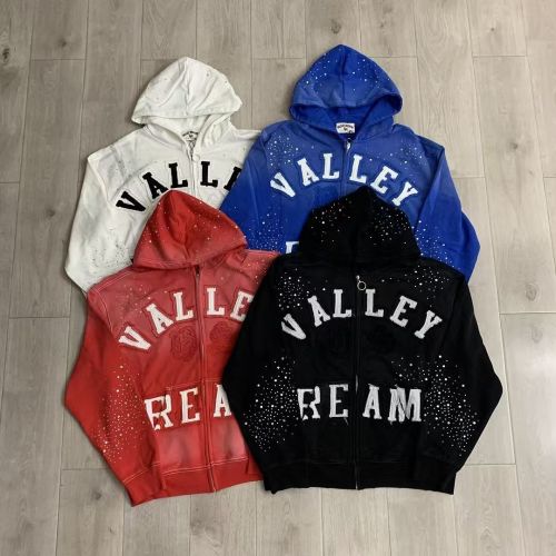 Vintage Wash Frayed Patch Letter Rhinestone Zip Up Hoodie 4 colors 29489070