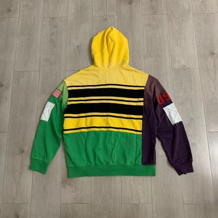 Washed Colorblock Patch Letter Number Flag Zip Up Hoodie 2 colors 29489112