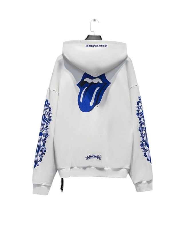 Back blue big tongue flower arms printed hoodie 27477787