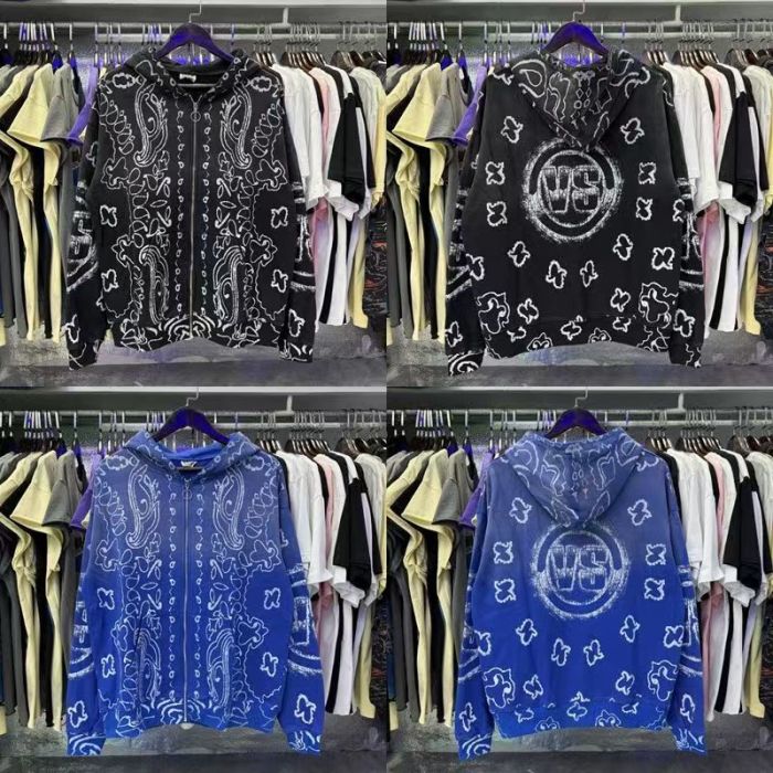 All Over Paisley Print Back Badge Zip Up Loose Fit Hoodie 2 colors 29493544