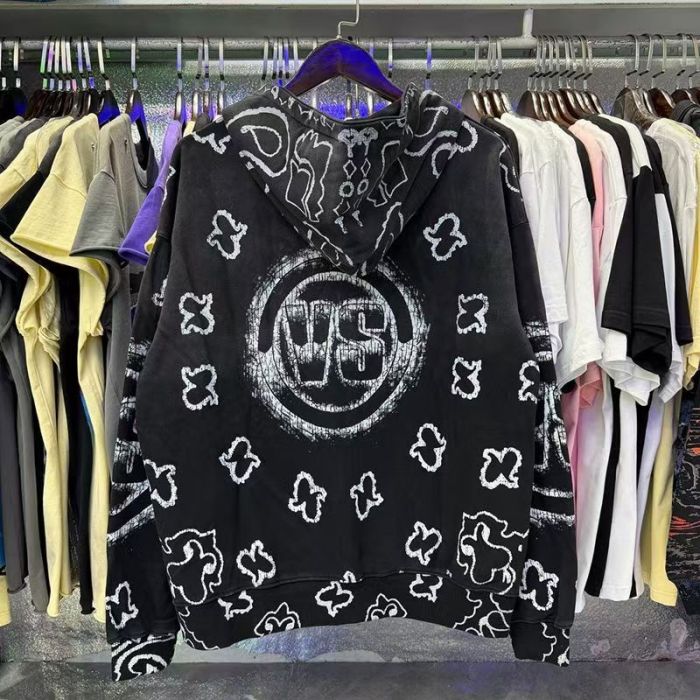 All Over Paisley Print Back Badge Zip Up Loose Fit Hoodie 2 colors 29493544