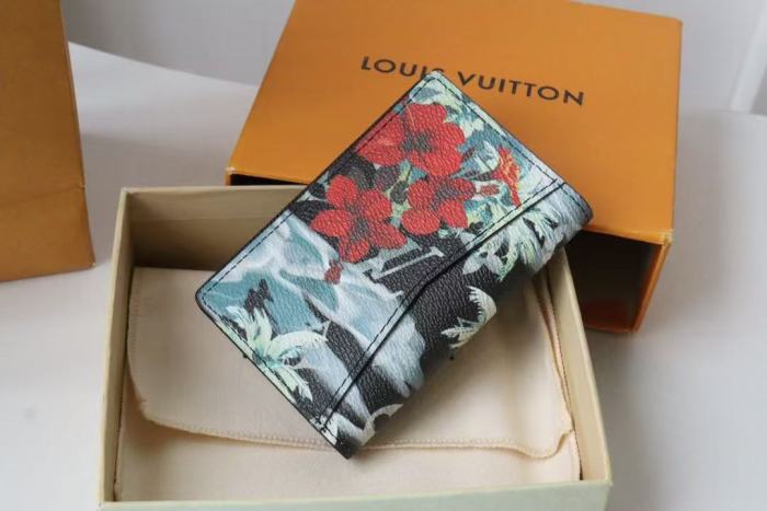 1:1 quality version Tropical Floral Surf Print Passport Holder Artist Pattern PU Leather ID Card Document Wallet 12 colors 29306297