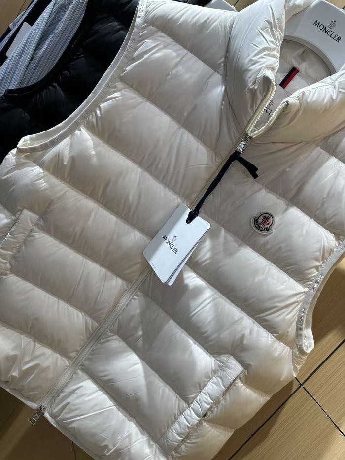 1:1 quality version Stand Collar Horizontal Quilted Badge Logo Zipper Solid Down Vest 2 colors 29495410