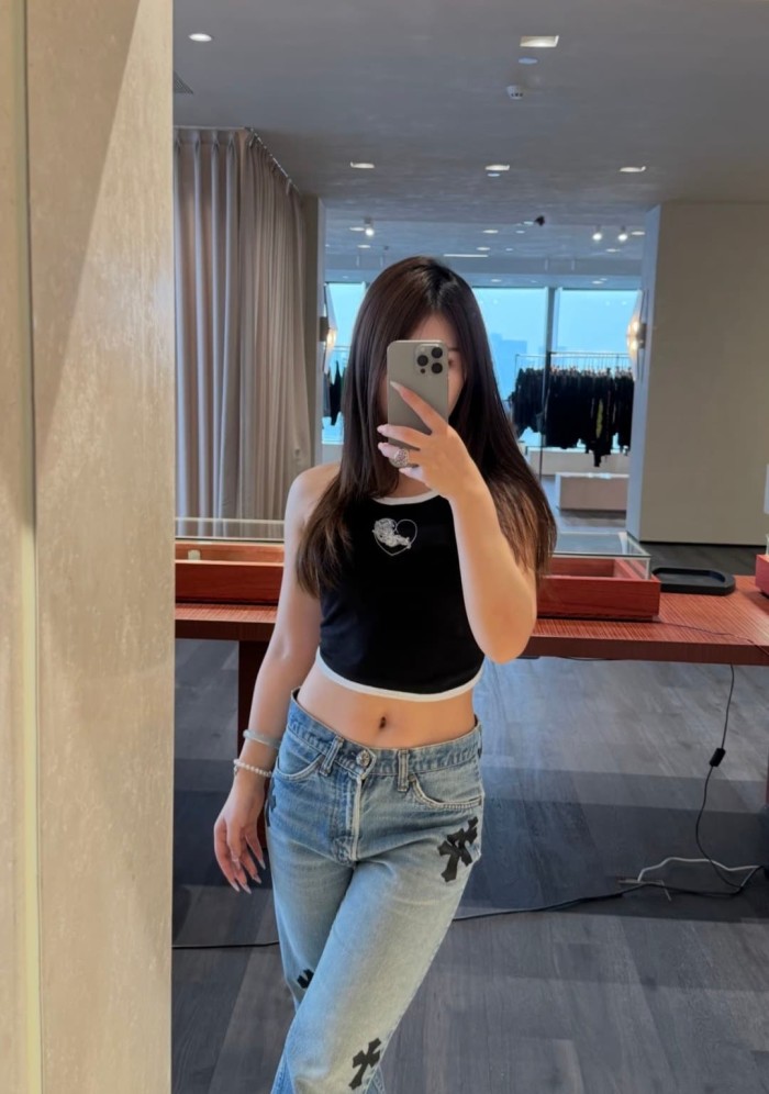 1:1 quality version Heart Vine Print Halter Tie Cropped Halter Dudou Tank Top 3 colors for girls 29494988