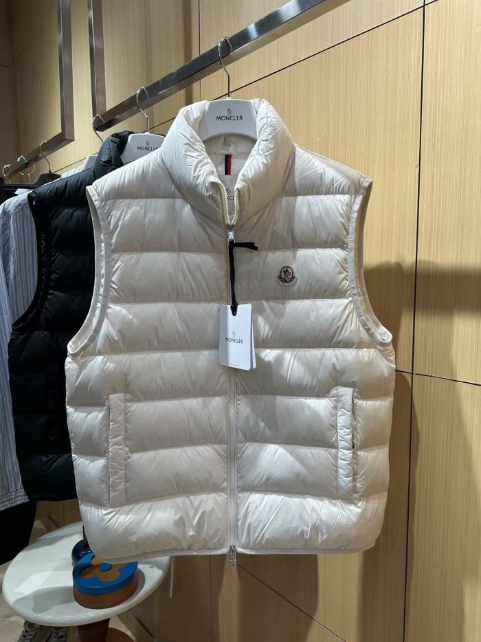1:1 quality version Stand Collar Horizontal Quilted Badge Logo Zipper Solid Down Vest 2 colors 29495410