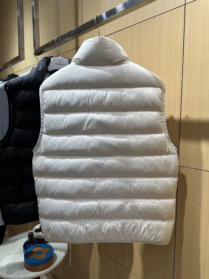 1:1 quality version Stand Collar Horizontal Quilted Badge Logo Zipper Solid Down Vest 2 colors 29495410