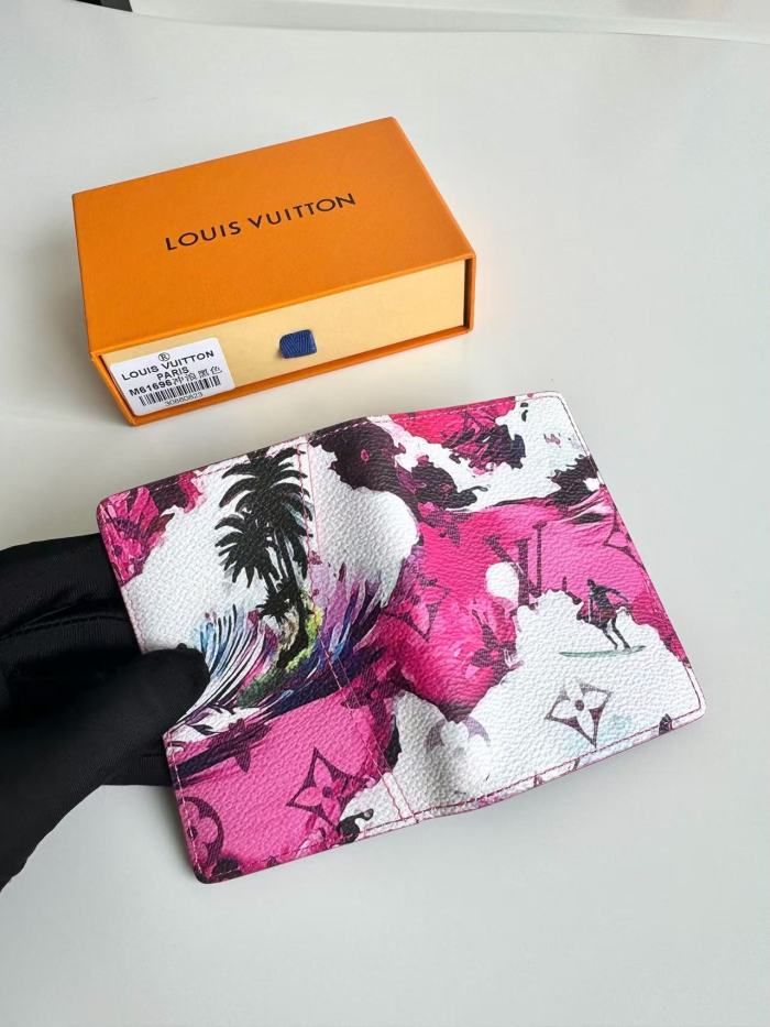 1:1 quality version Tropical Floral Surf Print Passport Holder Artist Pattern PU Leather ID Card Document Wallet 12 colors 29306297