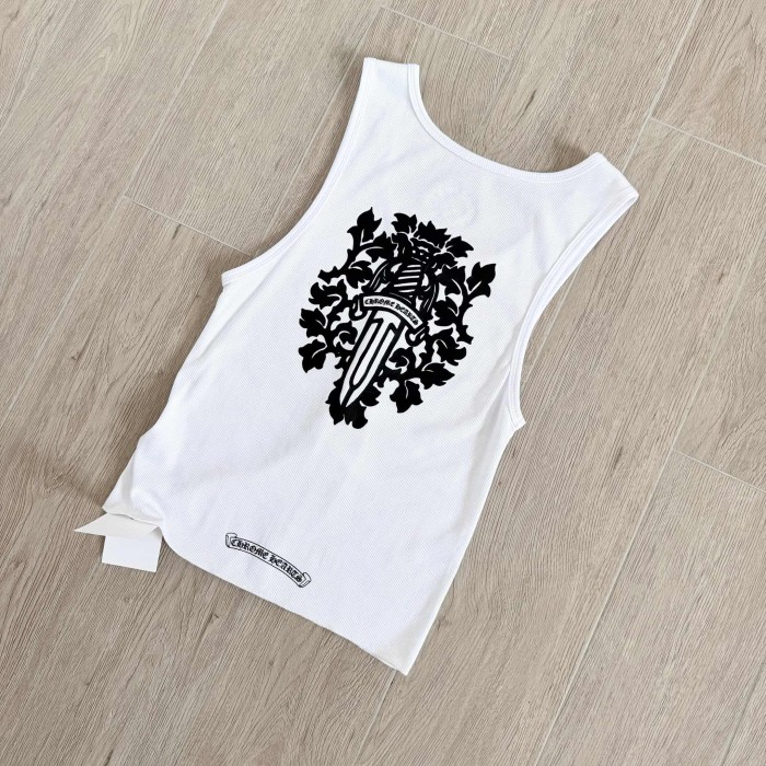 1:1 quality version Sword Vine Shield Emblem Print Silver Pin Ribbed Slim Cropped Tank Top for girls 29495022