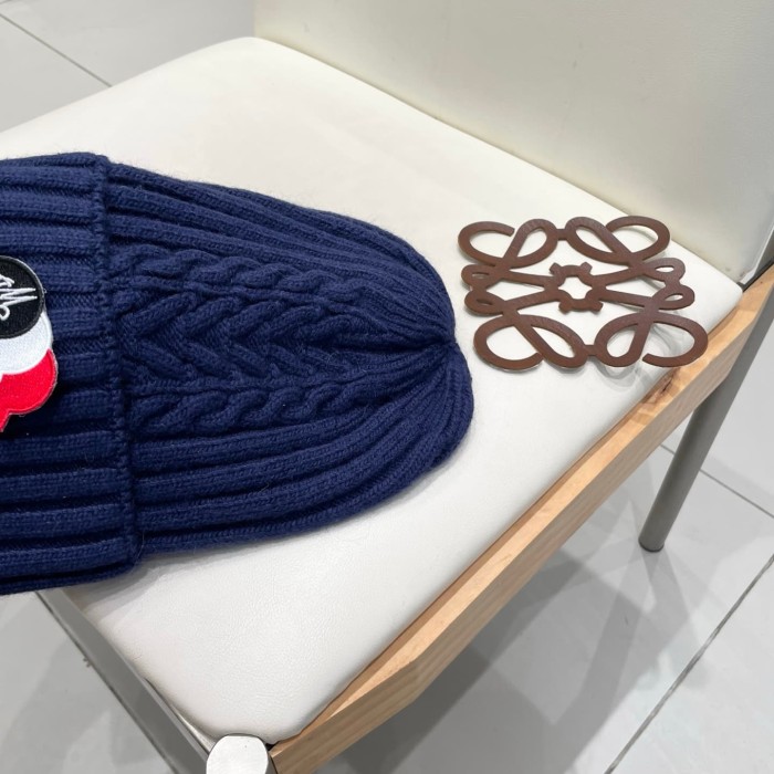 1:1 quality version Color Block Badge Patch Rabbit Wool Cuffed Knit Beanie 5 colors 29499019