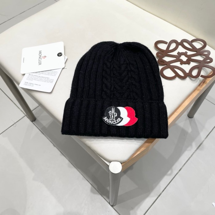1:1 quality version Color Block Badge Patch Rabbit Wool Cuffed Knit Beanie 5 colors 29499019