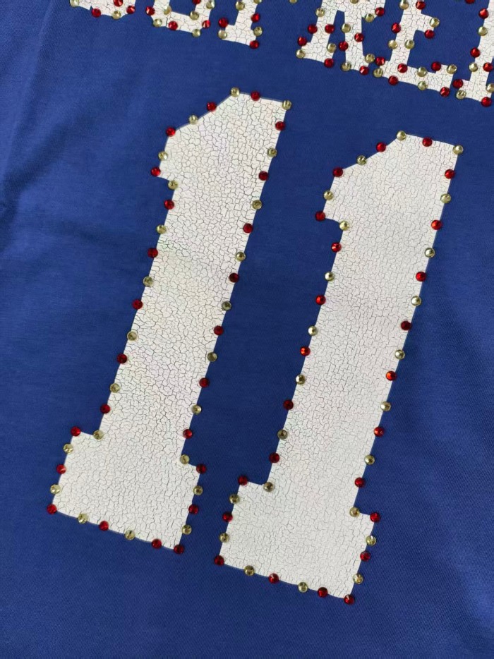 1:1 quality version Striped No.11 Rhinestone Inlaid Football Style Tee 3 colors 29093703