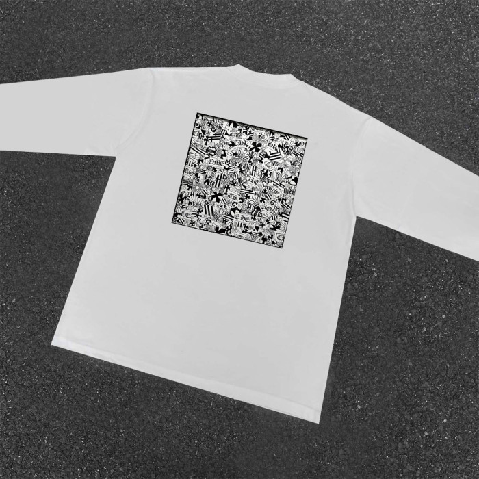 Chest Horseshoe Logo Back Allover Collage Print Oversized Long Sleeve Tee 2 colors 29502182