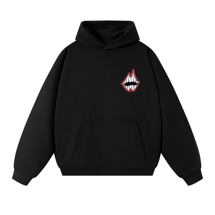 Chest Grin Mouth Back Checkerboard Eye Teeth Print Oversized Unisex Hoodie 2 colors 29502169