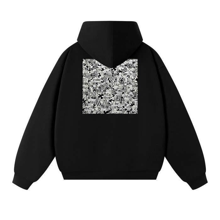 Chest Horseshoe Logo Back Allover Collage Print Oversized Unisex Hoodie 2 colors 29502156