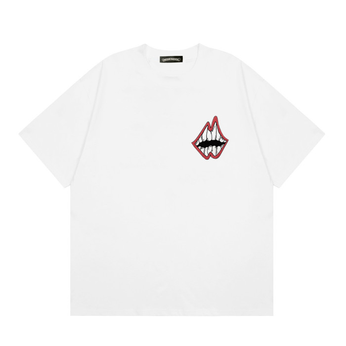 Chest Grin Mouth Back Checkerboard Eye Teeth Print Crew Neck Tee 2 colors 29502250