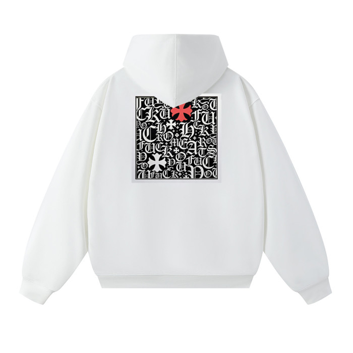 Chest Horseshoe Logo Back Gothic Letter Collage Red Cross Accent Oversized Hoodie 2 colors 29502171
