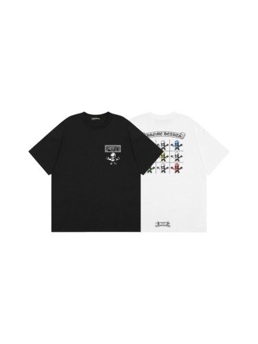 FOTI Chest Logo Back Grid Cartoon Skull Print Collage Crew Neck Tee 2 colors 29502244