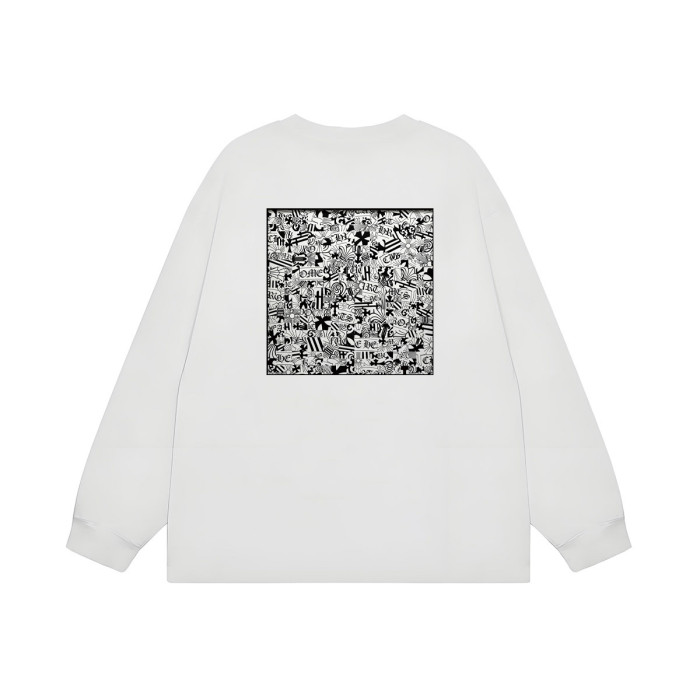 Chest Horseshoe Logo Back Allover Collage Print Oversized Long Sleeve Tee 2 colors 29502182