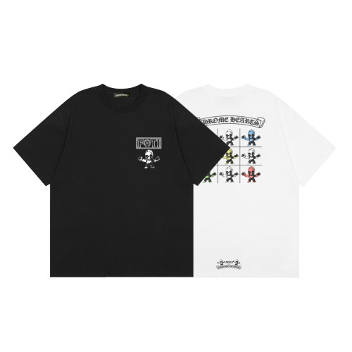 FOTI Chest Logo Back Grid Cartoon Skull Print Collage Crew Neck Tee 2 colors 29502244