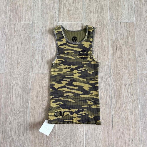 1:1 quality version Green Yellow Camo Waffle Knit Cross Embroidery CH Logo Fitted Tank Top for girls 29501865