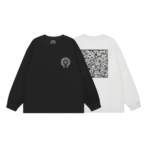 Chest Horseshoe Logo Back Allover Collage Print Oversized Long Sleeve Tee 2 colors 29502182