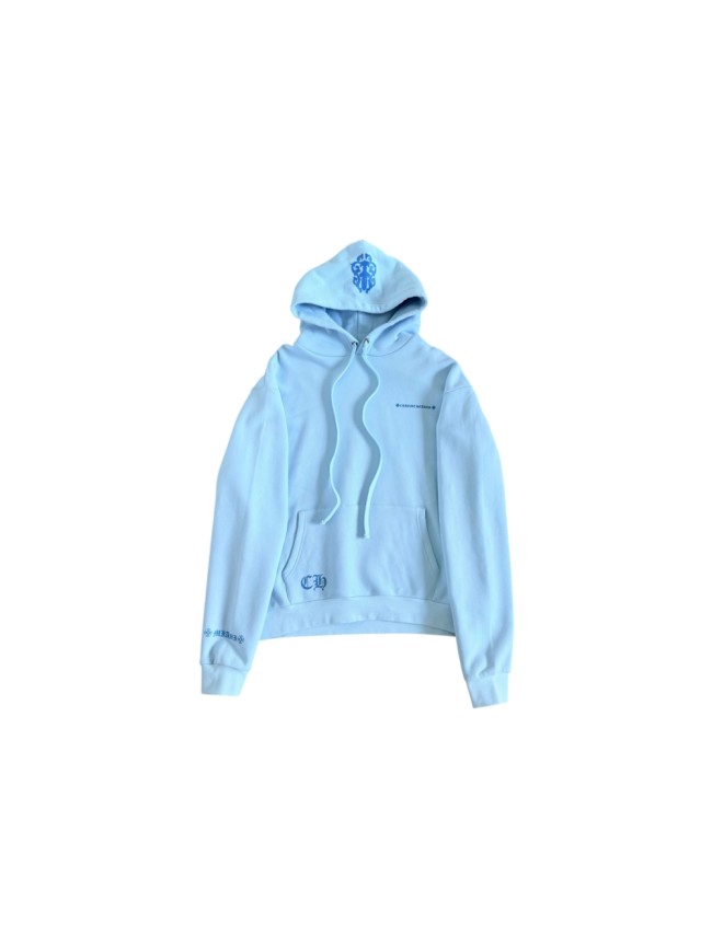 1:1 quality version Light Blue Dagger Cross CH Letter Miami Cross Flower Print Drawstring Hoodie 29501886