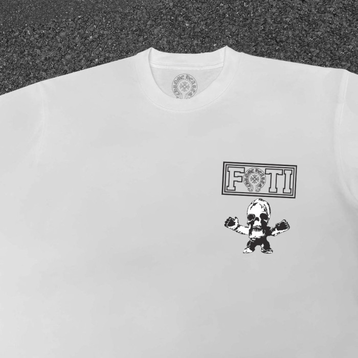 FOTI Chest Logo Back Grid Cartoon Skull Print Oversized Long Sleeve Tee 2 colors 29502193