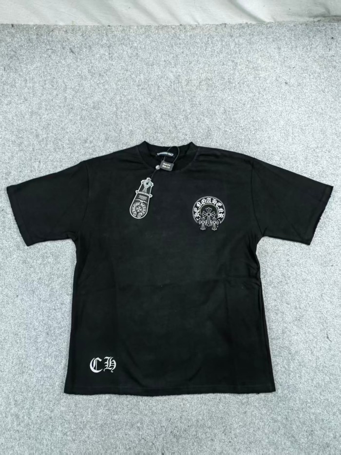 1:1 quality version Cut-Out Cross Applique Horseshoe Print Crew Neck T-Shirt 2 colors 29092126