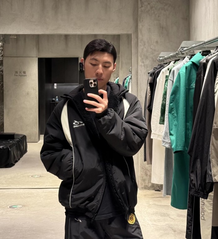 1:1 quality version Color Block Reflective Logo Print Reversible Sherpa Fleece Jacket 29503427