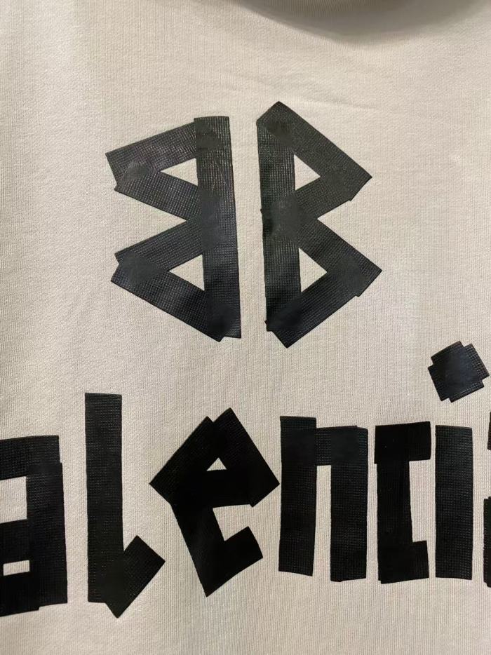 1:1 quality version Black Rubber Letter Print Brushed Frayed Ripped Oversized Hoodie 29503423
