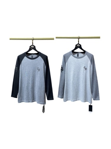 Cross Patch Leather Embroidery Crewneck Color Block Raglan Wool Knit Long Sleeve T-Shirt 2 colors 29504096