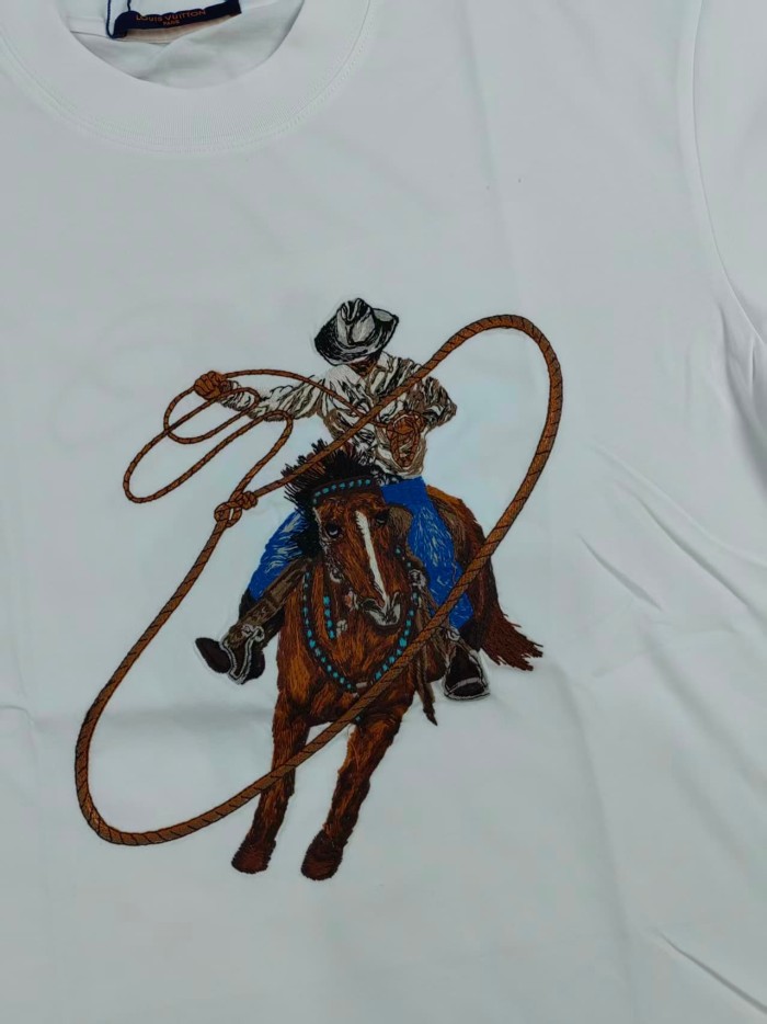 28180747 Western Cowboy Riding Horse Print tee 2 colors