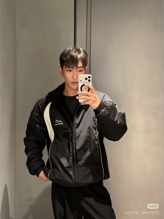 1:1 quality version Color Block Reflective Logo Print Reversible Sherpa Fleece Jacket 29503427