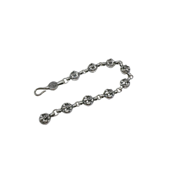 925 Silver Fleur De Lis Bead Unisex Couple Style Bracelet 29507654