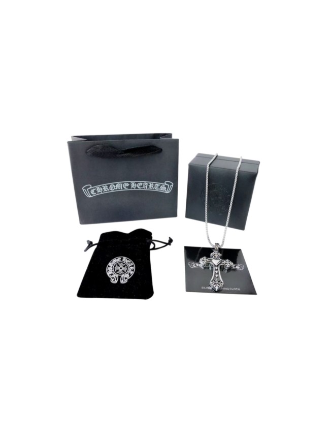 Cross Heart Floral Cross Embossed Pendant Necklace 29507746